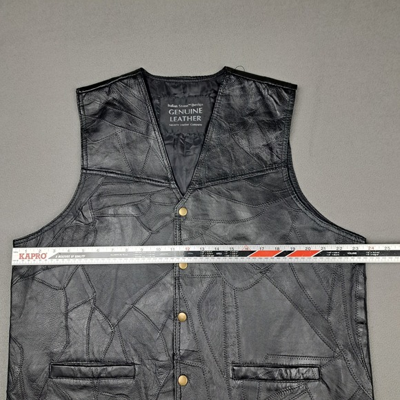 Black Leather Biker Vest Mens Large Snap Button Relaxed‎ Stitching Motorcycle EC - Picture 5 of 8